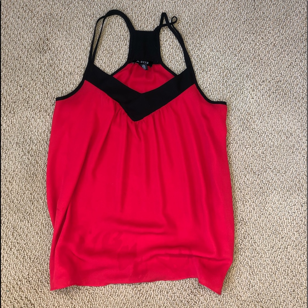 A. Byer bright red tank top